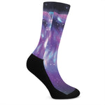 Galaxy Howling Wolf Spirit Print Crew Socks