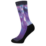 Galaxy Howling Wolf Spirit Print Crew Socks