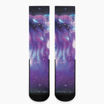 Galaxy Howling Wolf Spirit Print Crew Socks