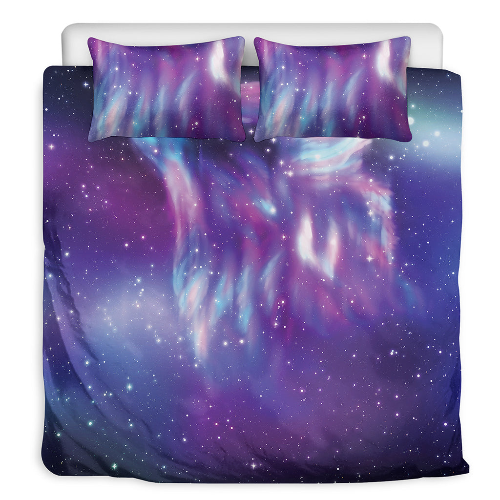 Galaxy Howling Wolf Spirit Print Duvet Cover Bedding Set