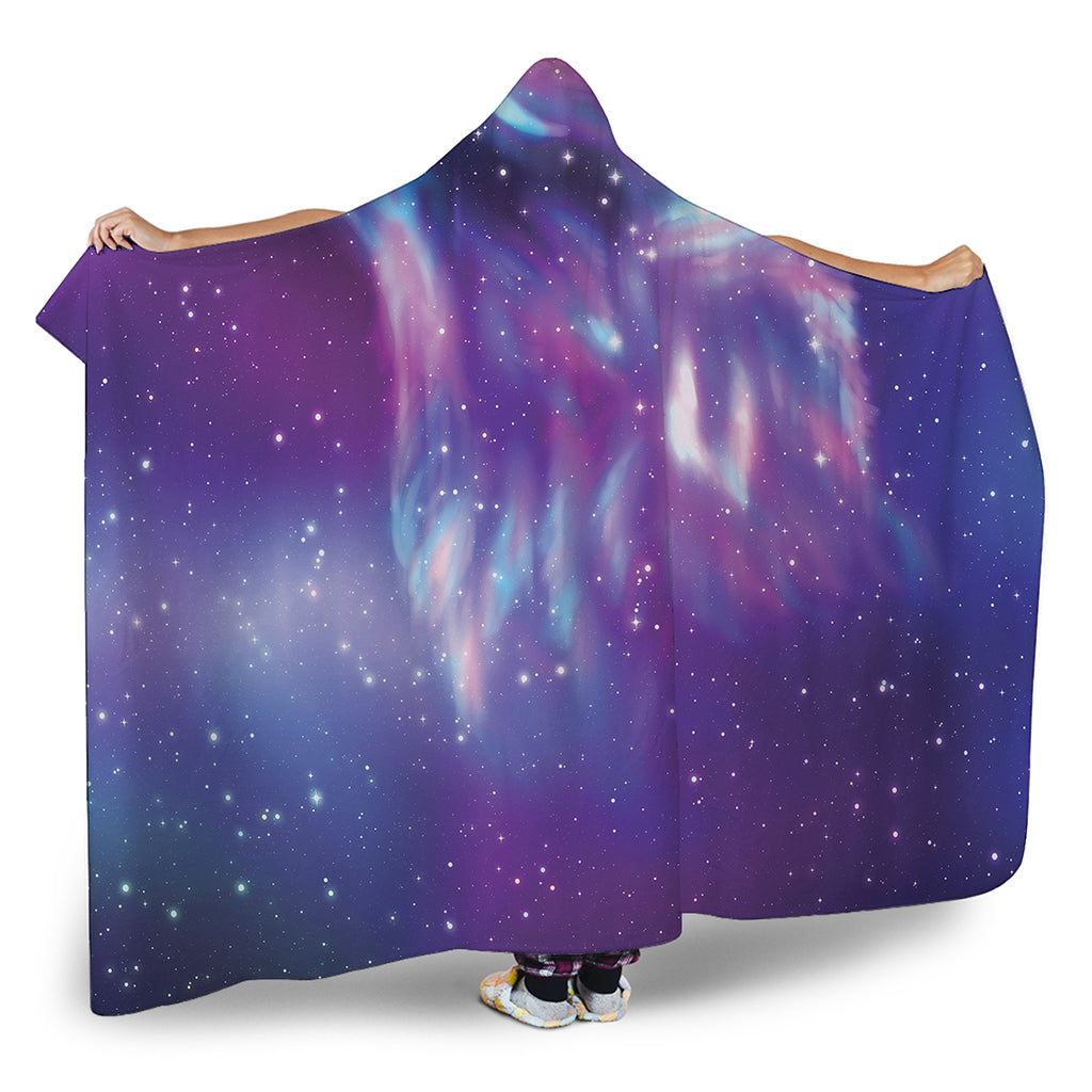 Galaxy Howling Wolf Spirit Print Hooded Blanket