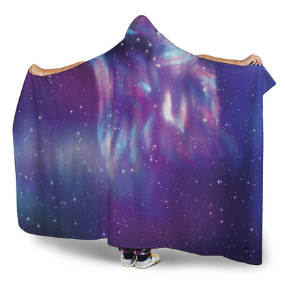 Galaxy Howling Wolf Spirit Print Hooded Blanket
