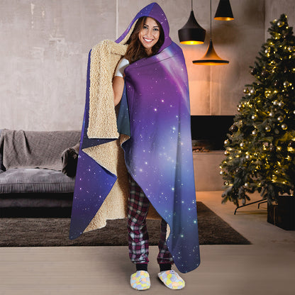 Galaxy Howling Wolf Spirit Print Hooded Blanket