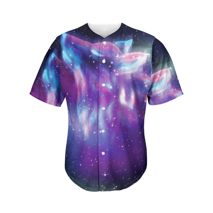 Galaxy Howling Wolf Spirit Print Men's Baseball Jersey