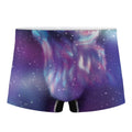 Galaxy Howling Wolf Spirit Print Men's Boxer Briefs