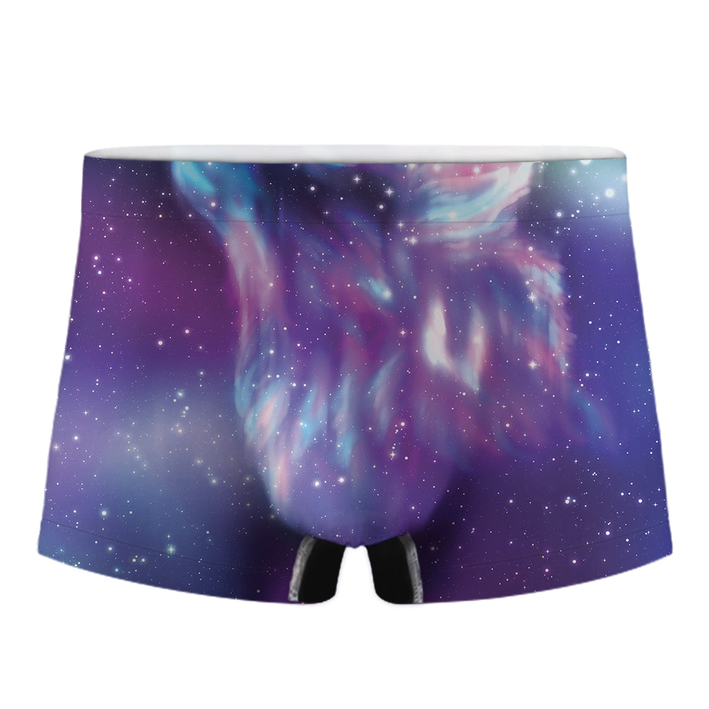 Galaxy Howling Wolf Spirit Print Men's Boxer Briefs