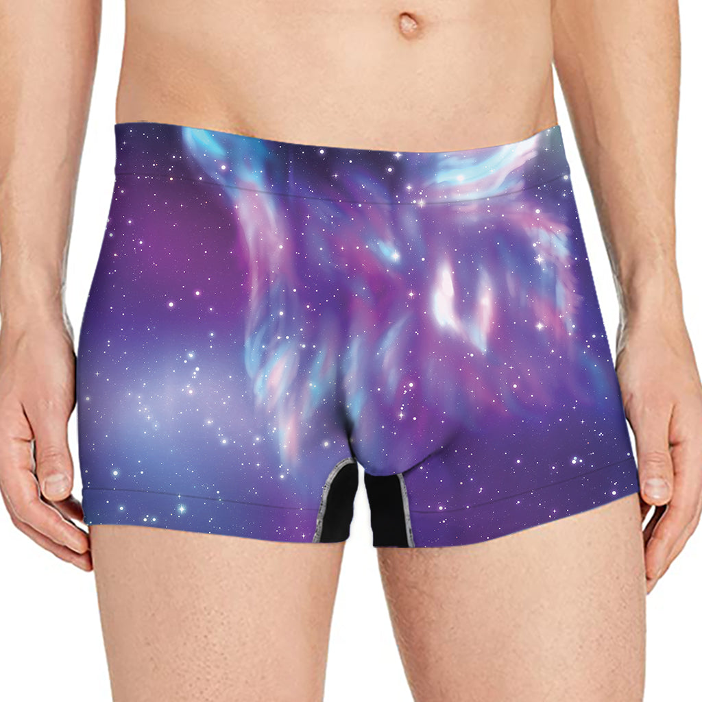 Galaxy Howling Wolf Spirit Print Men's Boxer Briefs