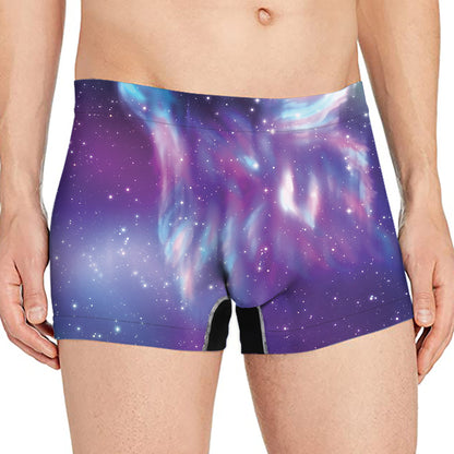 Galaxy Howling Wolf Spirit Print Men's Boxer Briefs