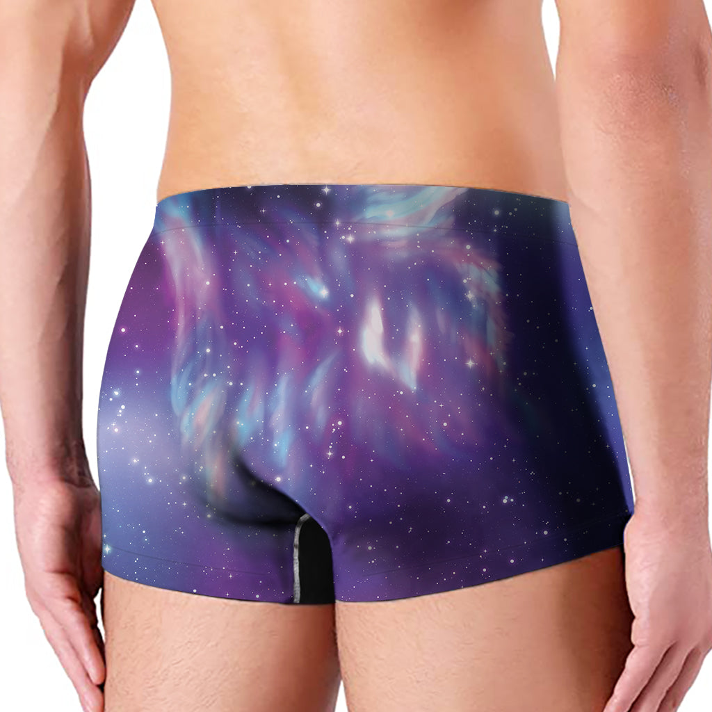 Galaxy Howling Wolf Spirit Print Men's Boxer Briefs