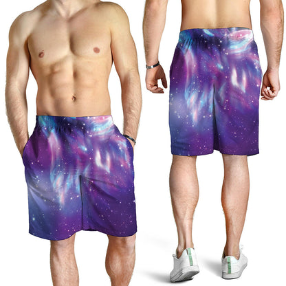 Galaxy Howling Wolf Spirit Print Men's Shorts