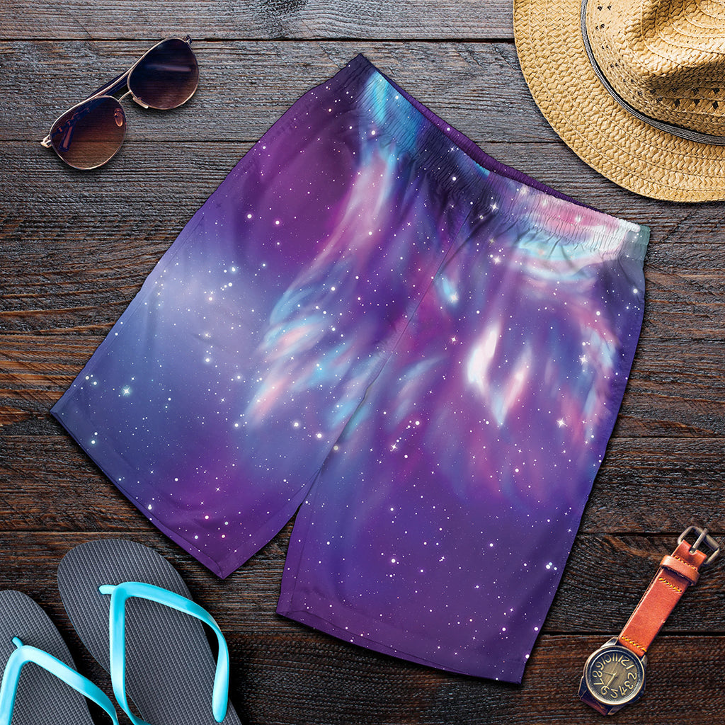 Galaxy Howling Wolf Spirit Print Men's Shorts