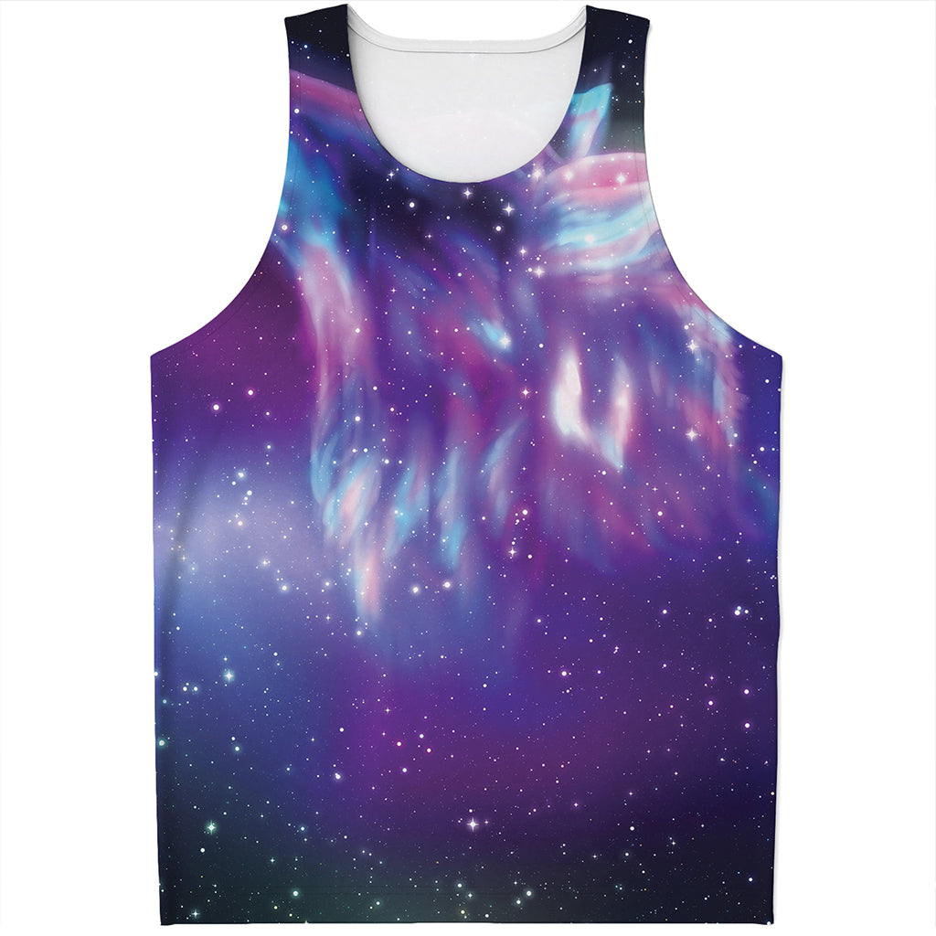 Galaxy Howling Wolf Spirit Print Men's Tank Top