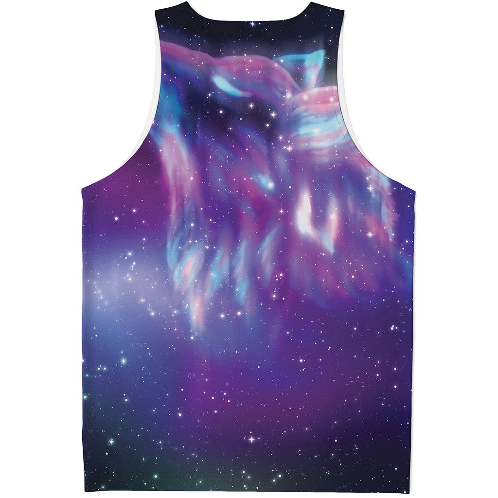Galaxy Howling Wolf Spirit Print Men's Tank Top