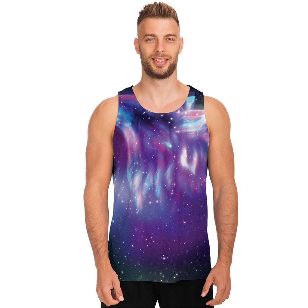 Galaxy Howling Wolf Spirit Print Men's Tank Top
