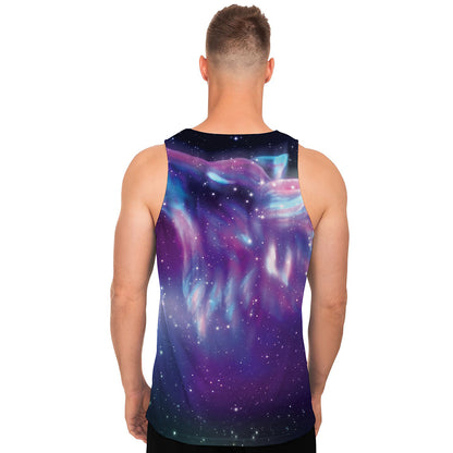 Galaxy Howling Wolf Spirit Print Men's Tank Top