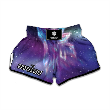 Galaxy Howling Wolf Spirit Print Muay Thai Boxing Shorts