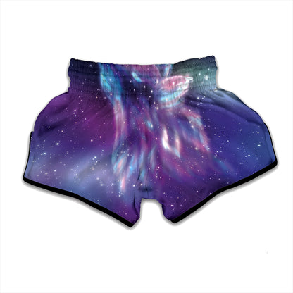 Galaxy Howling Wolf Spirit Print Muay Thai Boxing Shorts