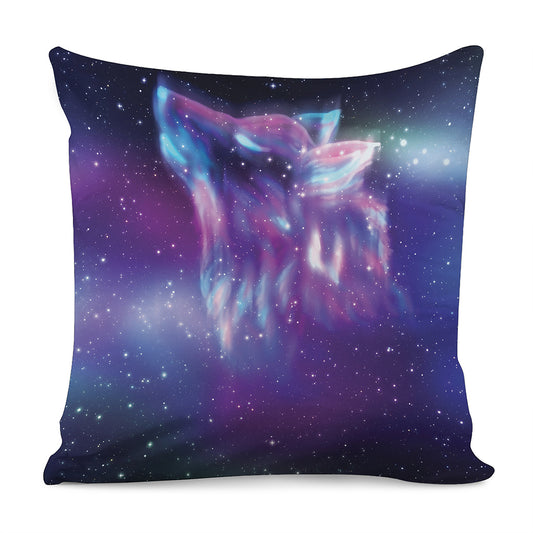 Galaxy Howling Wolf Spirit Print Pillow Cover