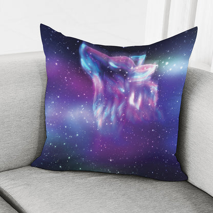 Galaxy Howling Wolf Spirit Print Pillow Cover