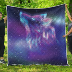 Galaxy Howling Wolf Spirit Print Quilt