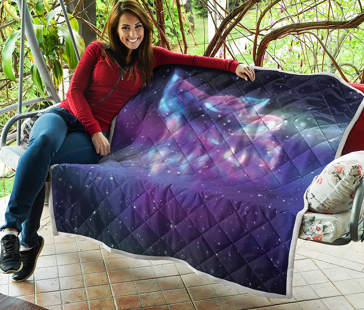 Galaxy Howling Wolf Spirit Print Quilt