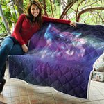 Galaxy Howling Wolf Spirit Print Quilt