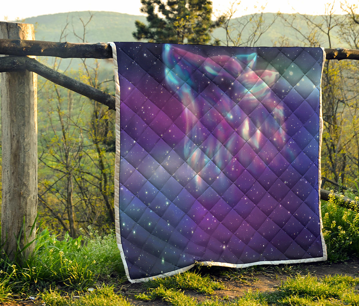 Galaxy Howling Wolf Spirit Print Quilt