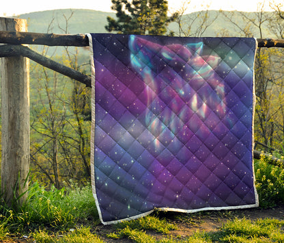 Galaxy Howling Wolf Spirit Print Quilt