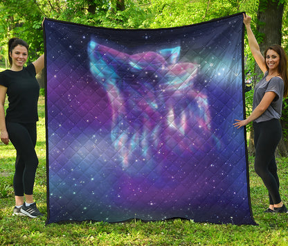 Galaxy Howling Wolf Spirit Print Quilt