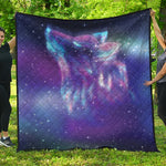 Galaxy Howling Wolf Spirit Print Quilt