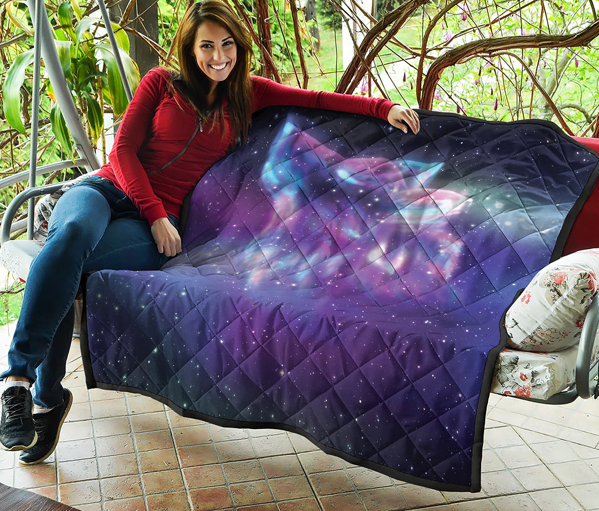 Galaxy Howling Wolf Spirit Print Quilt