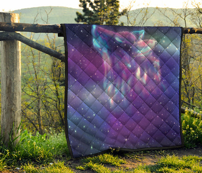 Galaxy Howling Wolf Spirit Print Quilt