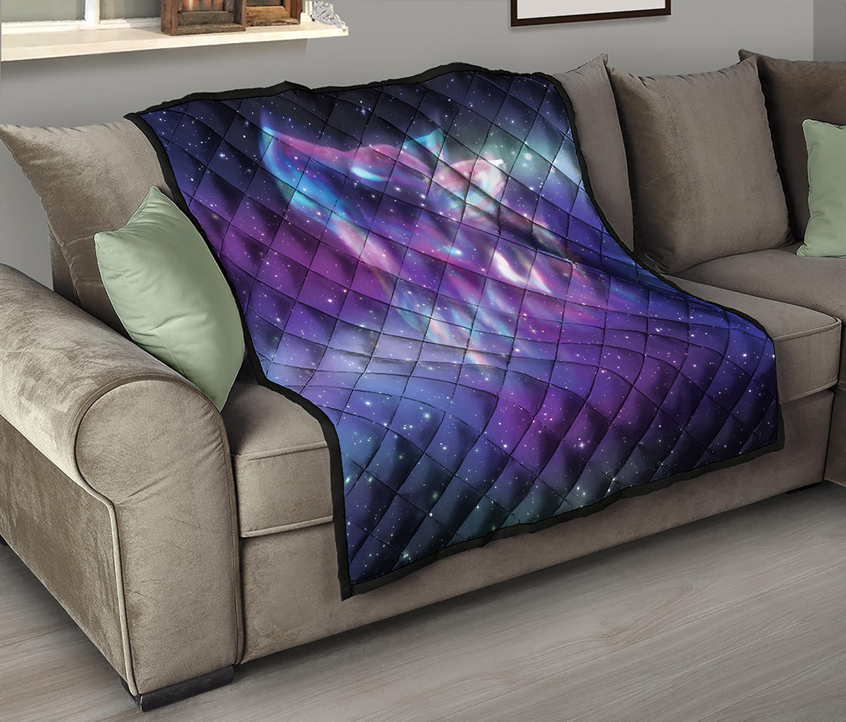 Galaxy Howling Wolf Spirit Print Quilt