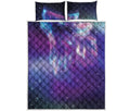 Galaxy Howling Wolf Spirit Print Quilt Bed Set