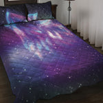 Galaxy Howling Wolf Spirit Print Quilt Bed Set