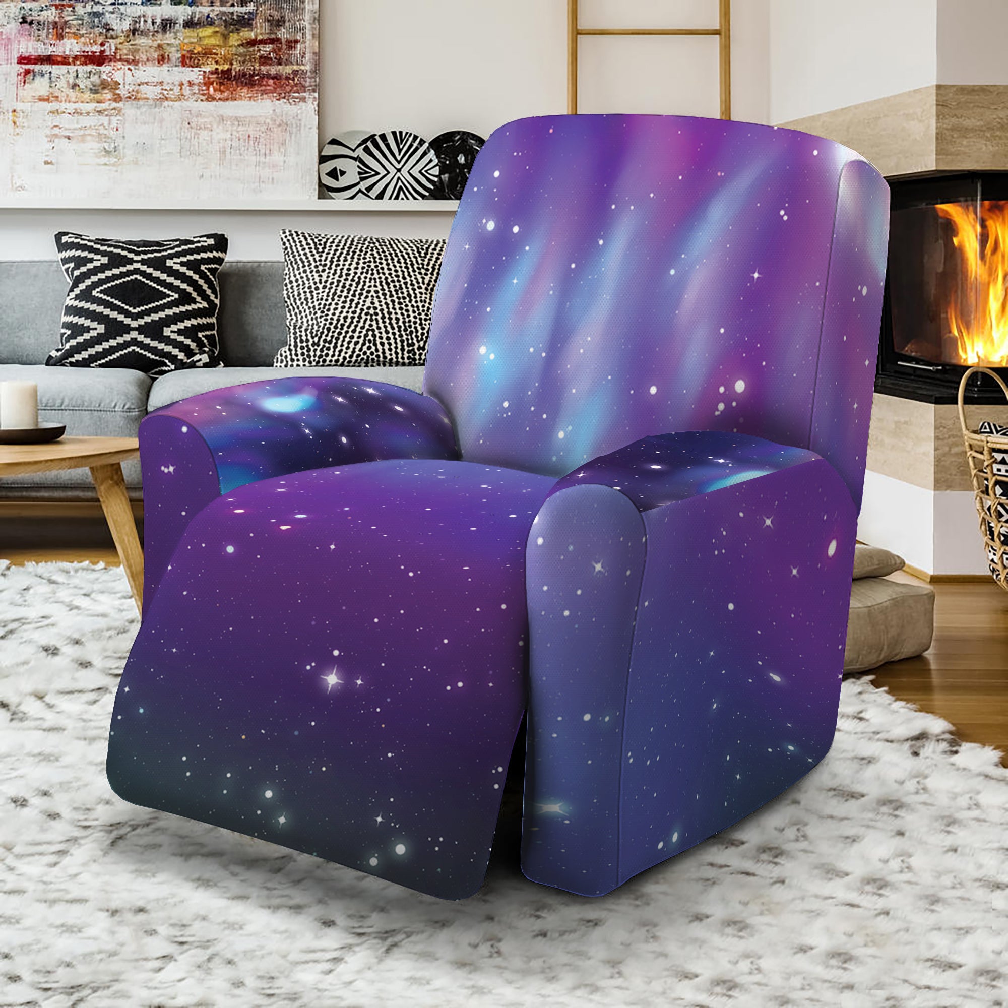 Galaxy Howling Wolf Spirit Print Recliner Slipcover