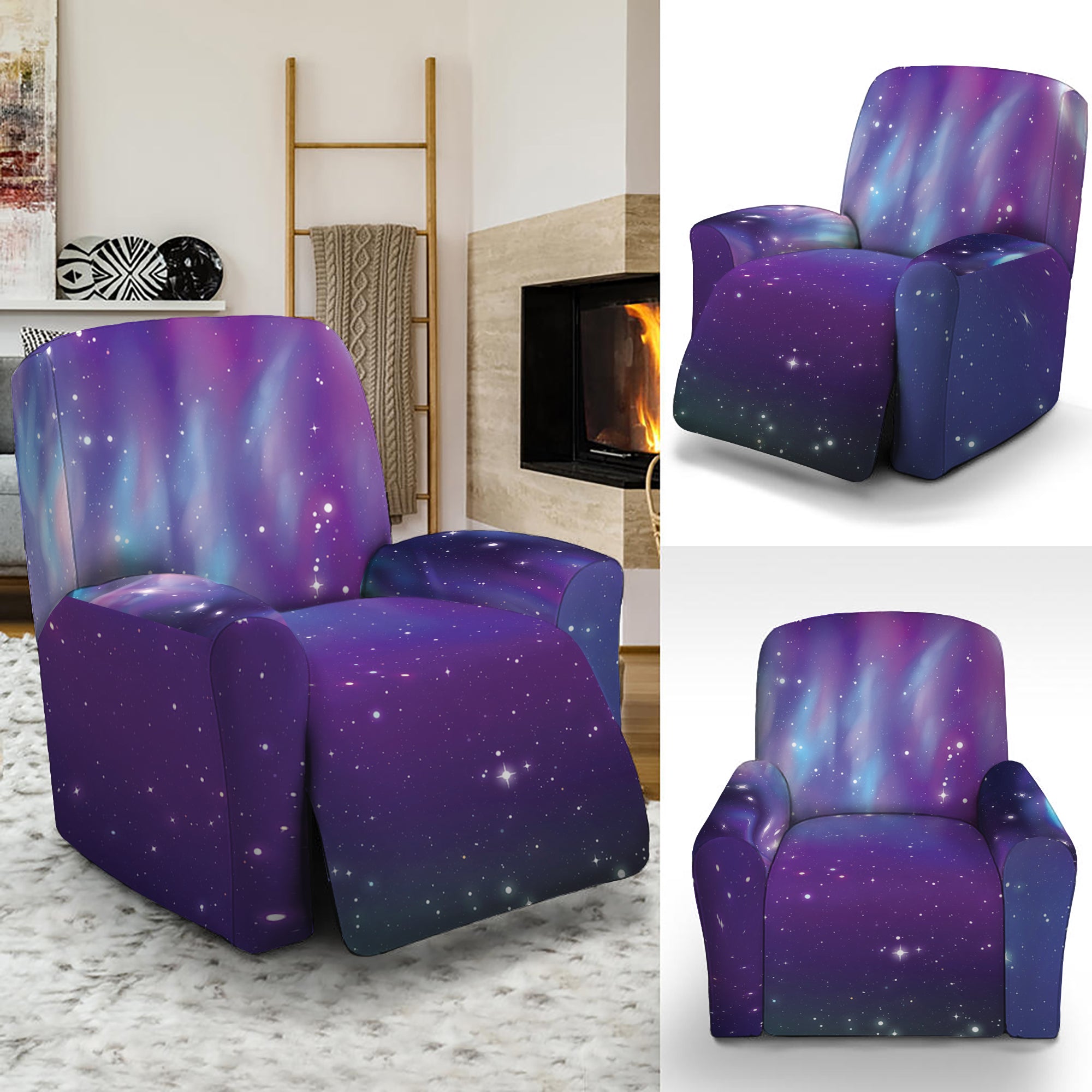 Galaxy Howling Wolf Spirit Print Recliner Slipcover