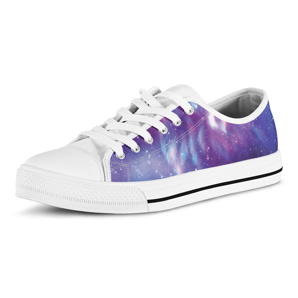 Galaxy Howling Wolf Spirit Print White Low Top Shoes