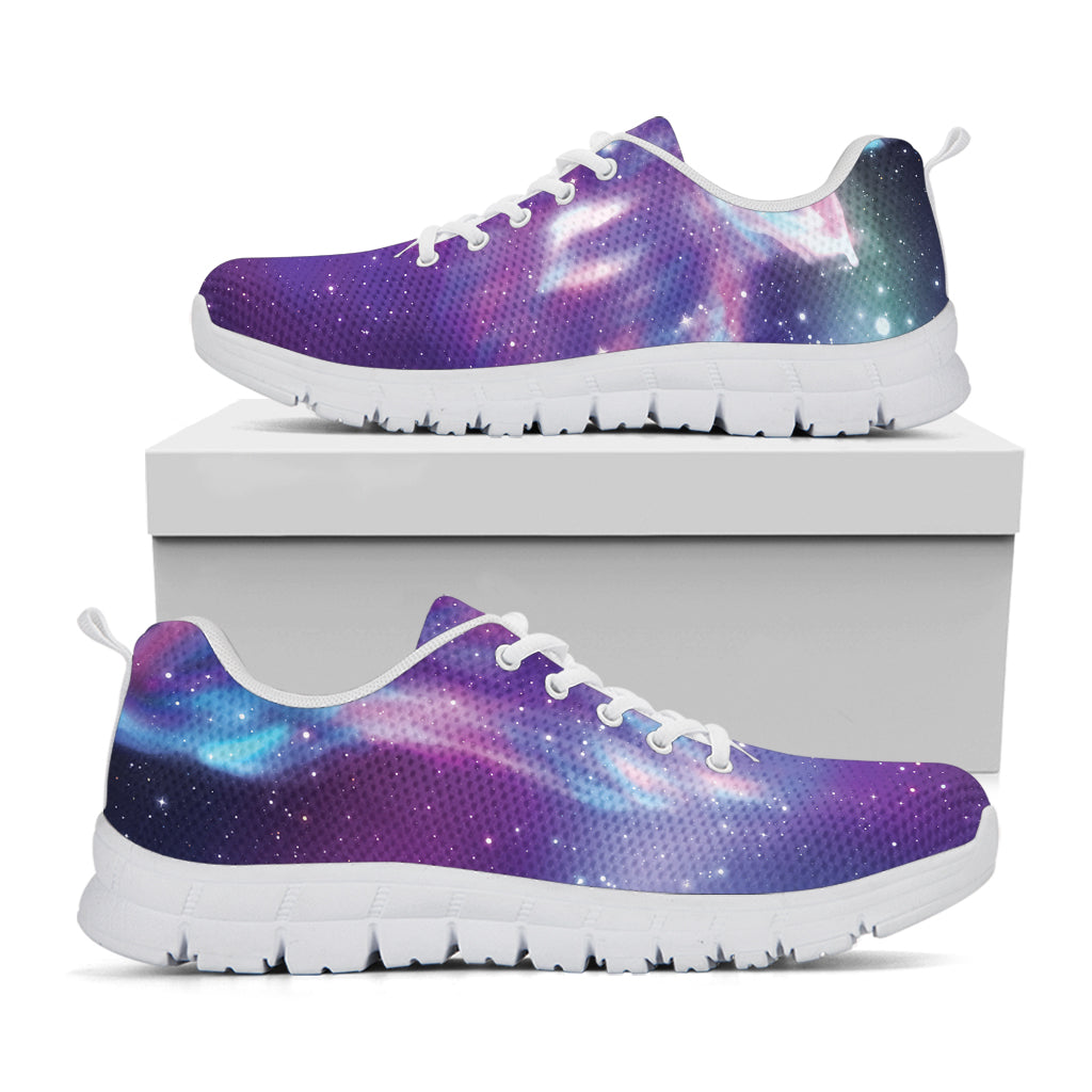 Galaxy Howling Wolf Spirit Print White Sneakers
