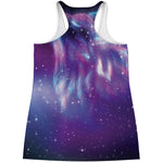 Galaxy Howling Wolf Spirit Print Women's Racerback Tank Top