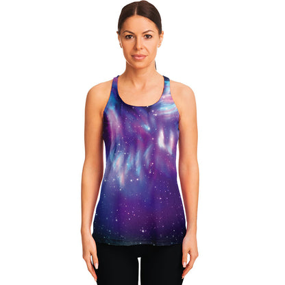 Galaxy Howling Wolf Spirit Print Women's Racerback Tank Top