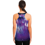 Galaxy Howling Wolf Spirit Print Women's Racerback Tank Top