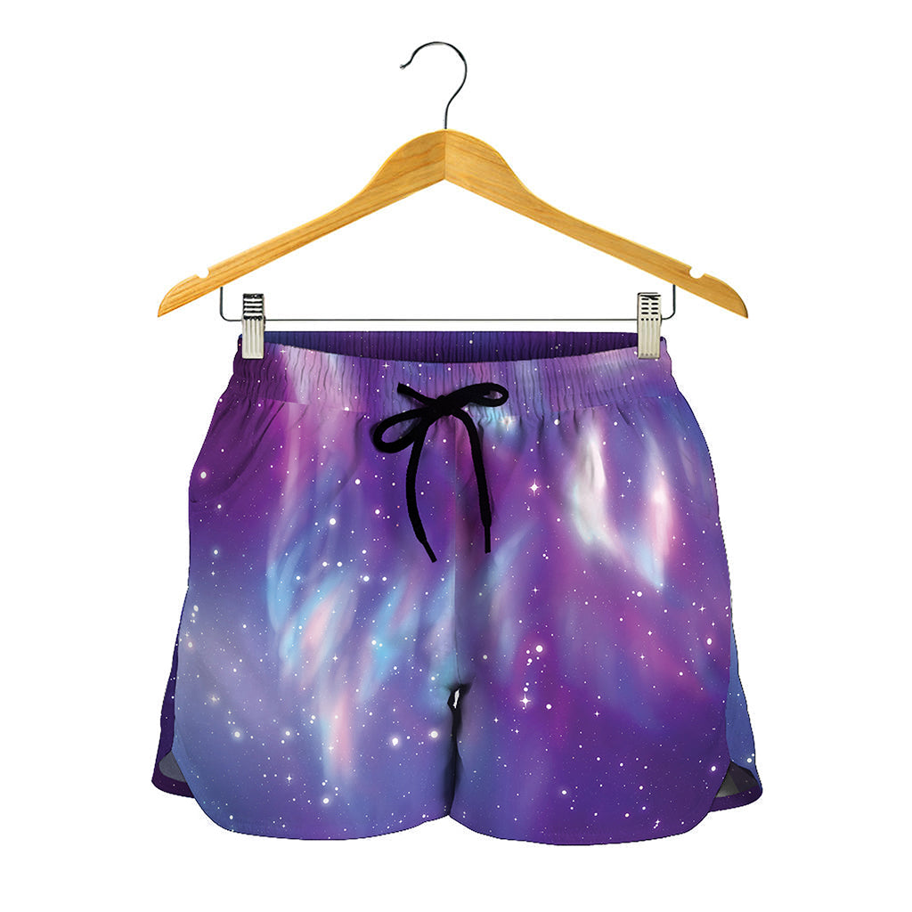Galaxy Howling Wolf Spirit Print Women's Shorts