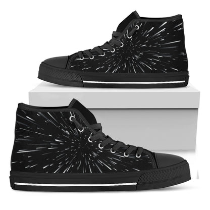 Galaxy Hyperspace Print Black High Top Shoes
