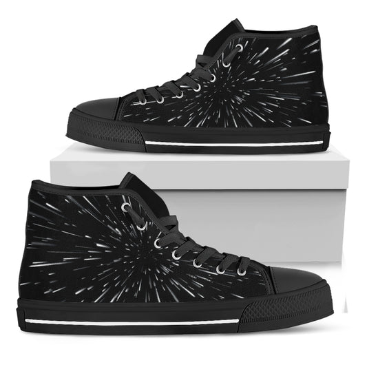 Galaxy Hyperspace Print Black High Top Shoes