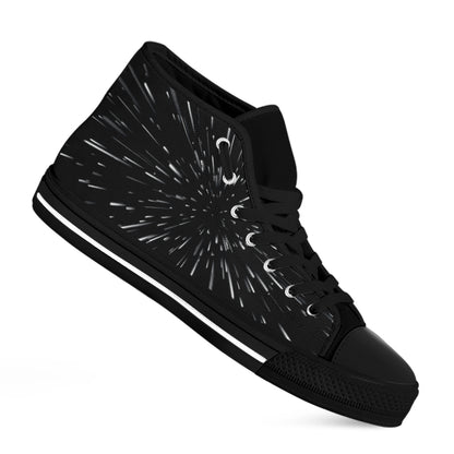 Galaxy Hyperspace Print Black High Top Shoes