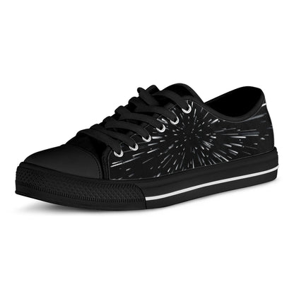 Galaxy Hyperspace Print Black Low Top Shoes