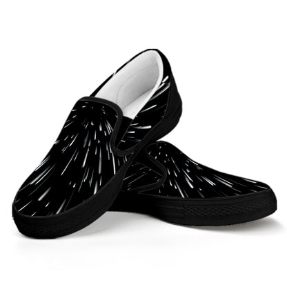 Galaxy Hyperspace Print Black Slip On Shoes
