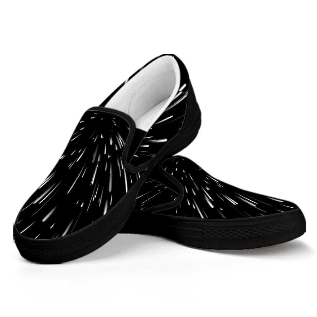 Galaxy Hyperspace Print Black Slip On Shoes