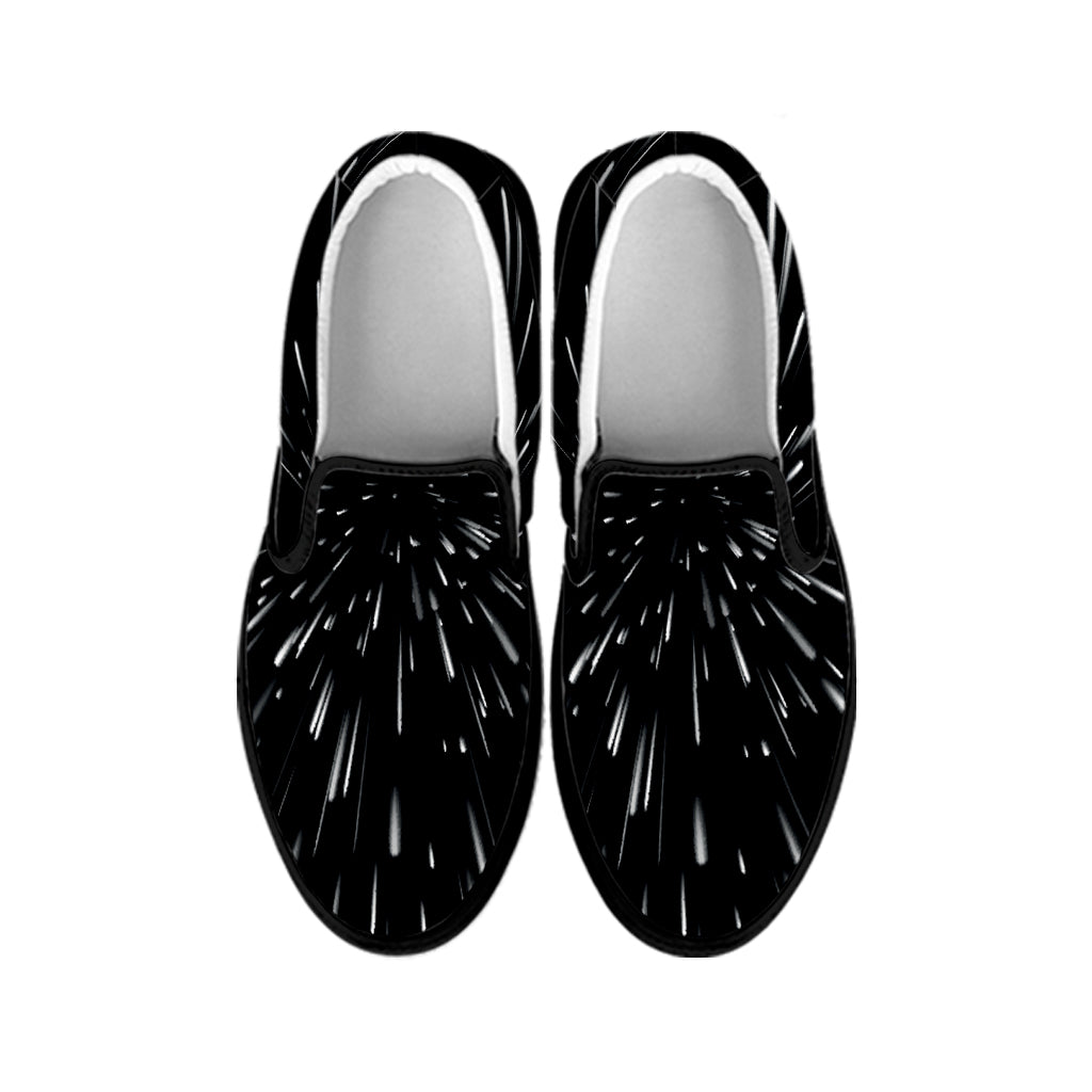 Galaxy Hyperspace Print Black Slip On Shoes